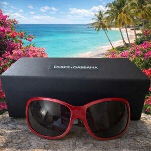 Dolce & Gabbana Glamorous & Authentic Red Oversized Sunglasses in the Box.